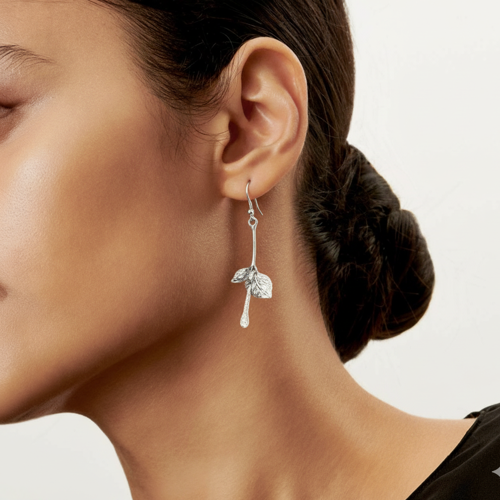 Pendientes Vintage de Hoja en Plata