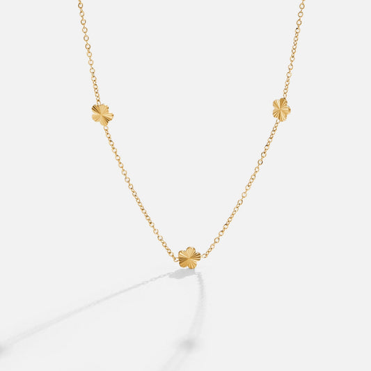 Collar Flower Power de Cadena de Oro 18K