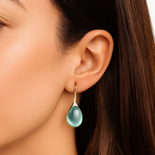 Aretes Colgantes de Cristal en Oro y Plata