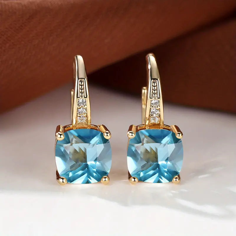 Pendientes Aro con Piedra de Zafiro Mística | Oro