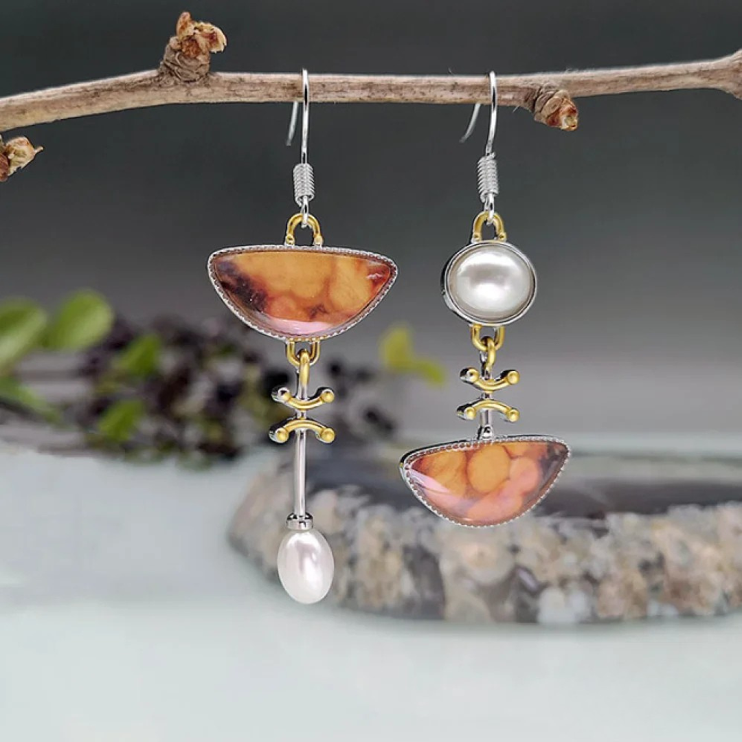 Pendientes de Piedra Naranja Natural