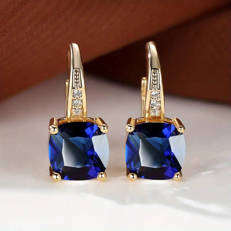 Pendientes Aro con Piedra de Zafiro Mística | Oro