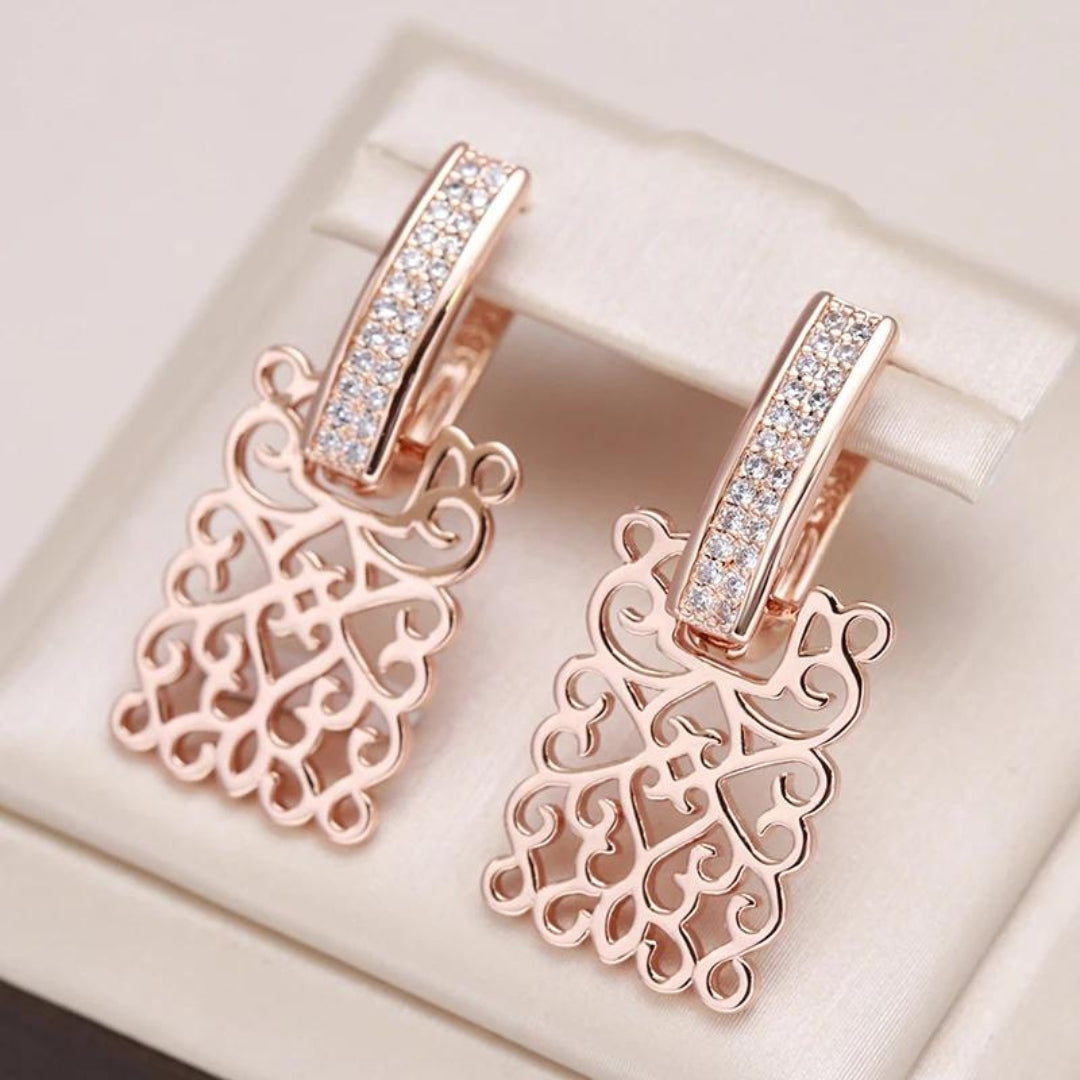 Pendientes de Circonia en Oro Rosa