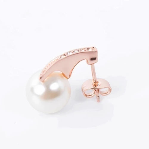 Conjunto de Collar y Pendientes con Perlas en Oro Rosado
