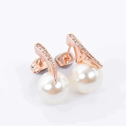 Conjunto de Collar y Pendientes con Perlas en Oro Rosado