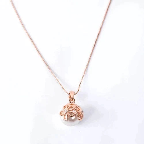 Conjunto de Collar y Pendientes con Perlas en Oro Rosado