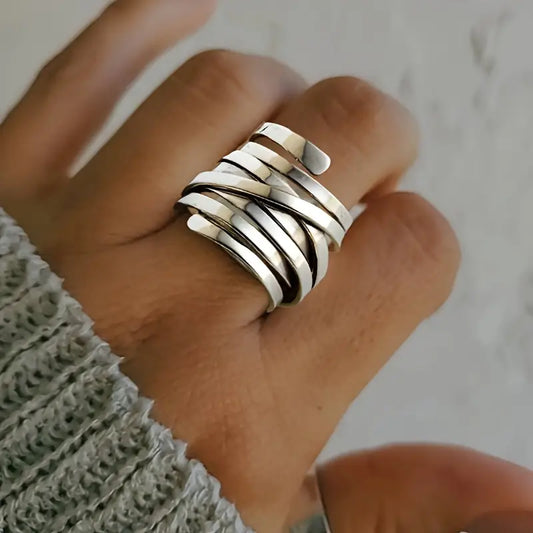 Lourdes - Anillo de Plata Vintage de Grosor