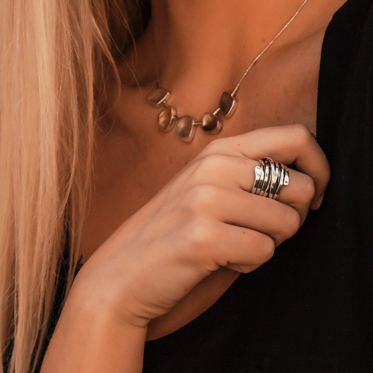 Lourdes - Anillo de Plata Vintage de Grosor