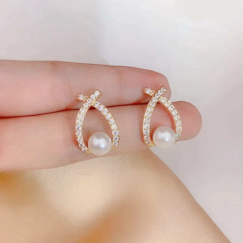 Pendientes de Perla con Brillo