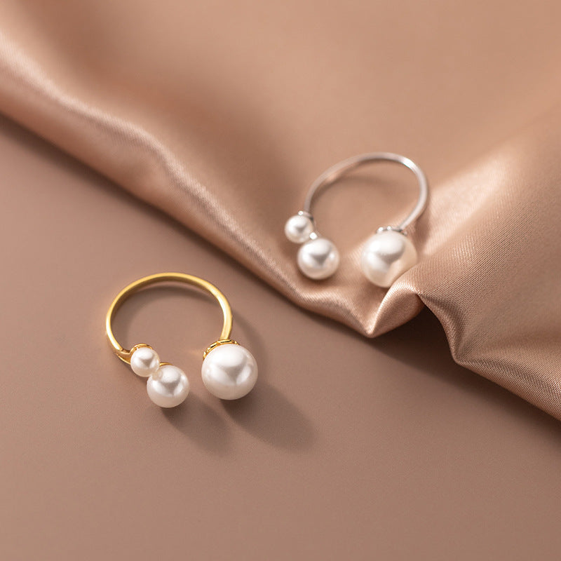 Anillo ajustable de perlas de agua dulce