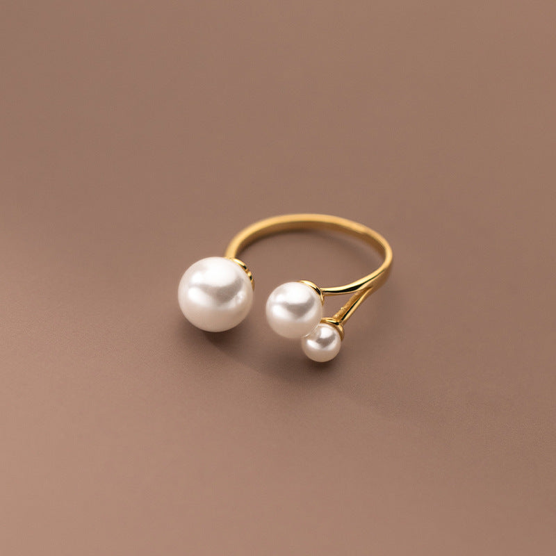 Anillo ajustable de perlas de agua dulce