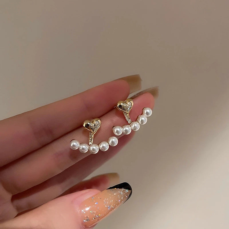 Pendientes Colgantes de Corazón con Perla en Oro