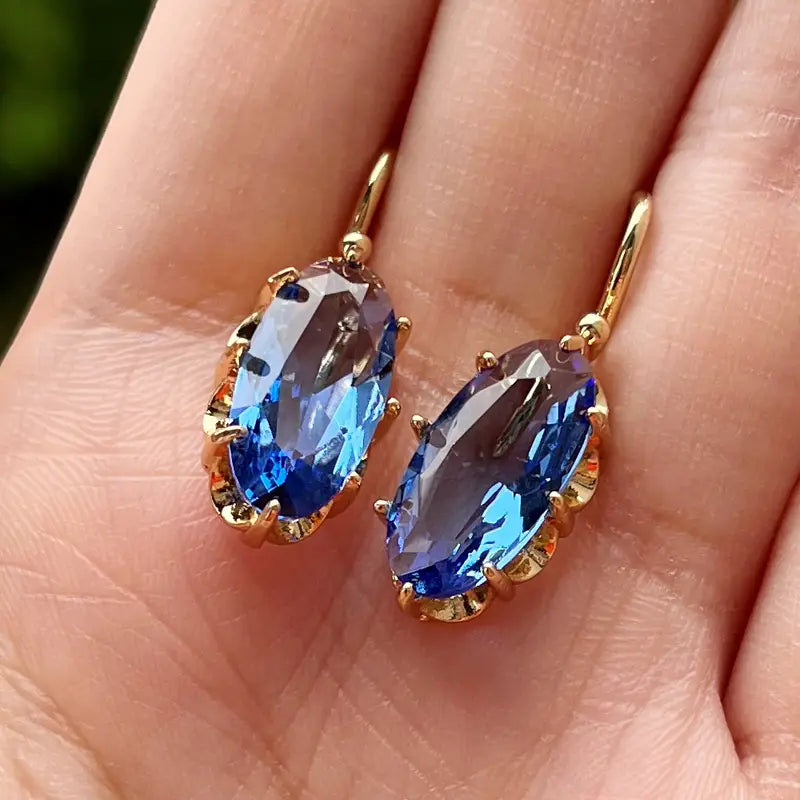 Pendientes de Zafiro Flor Azul | Oro