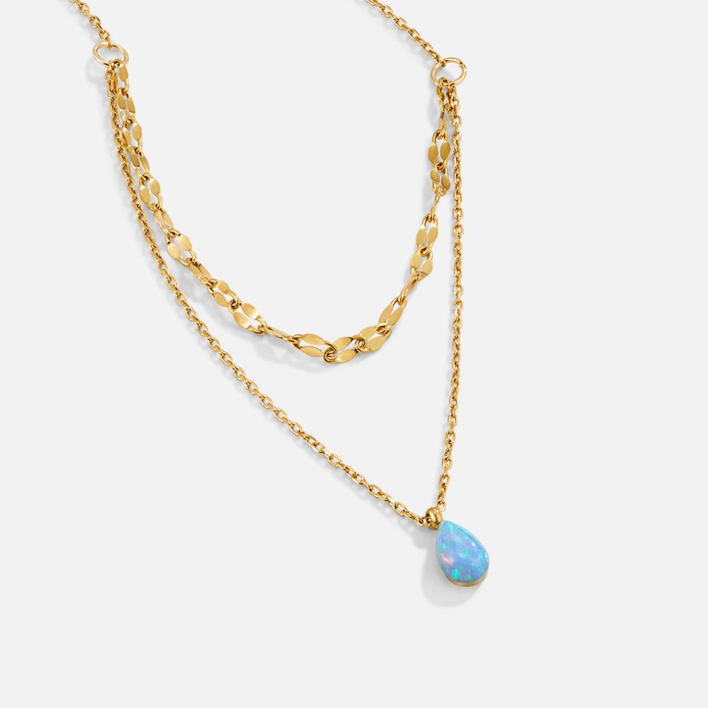 Collar en Capas con Gota de Ópalo Azul