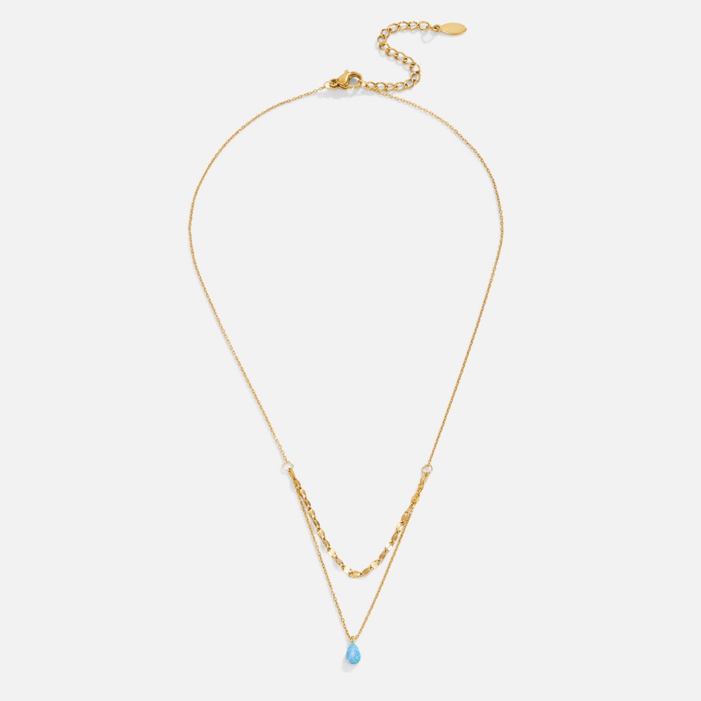 Collar en Capas con Gota de Ópalo Azul