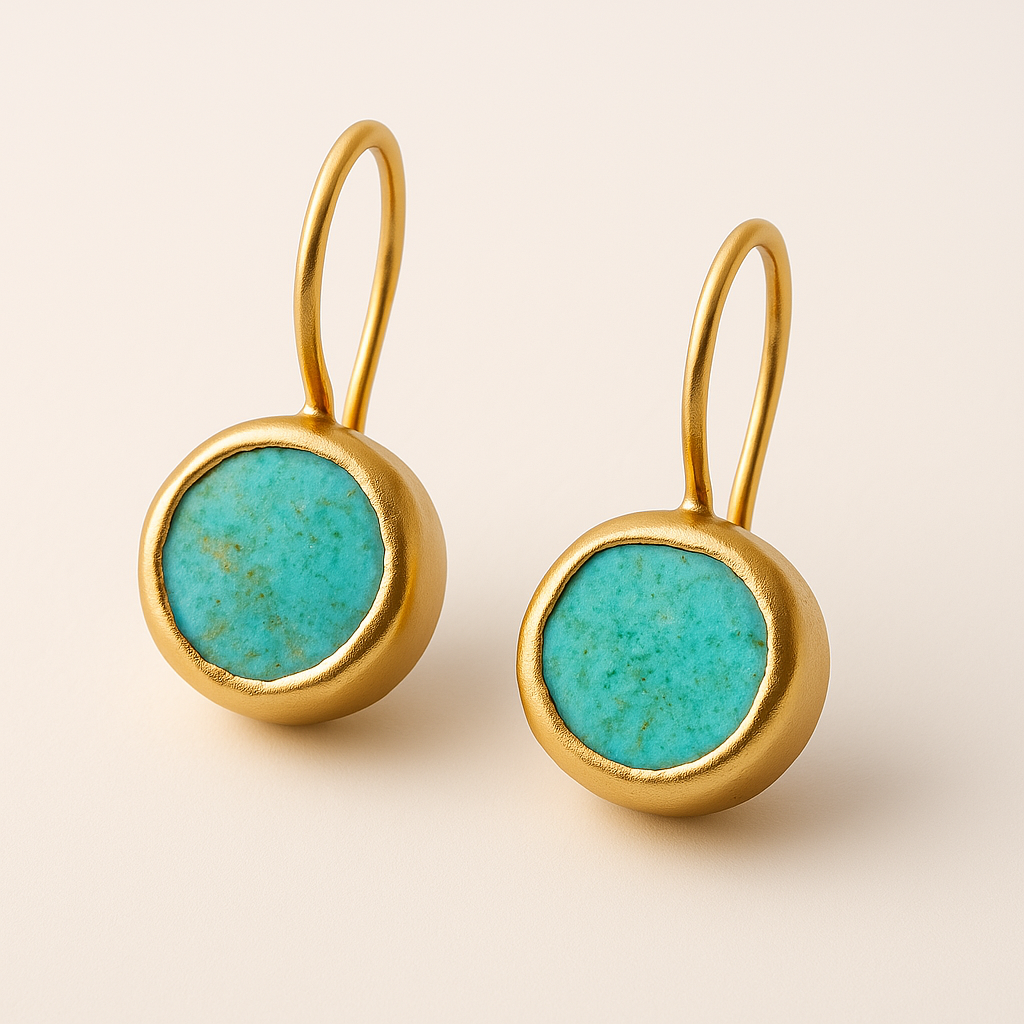 Aretes de Oro con Piedra Turquesa