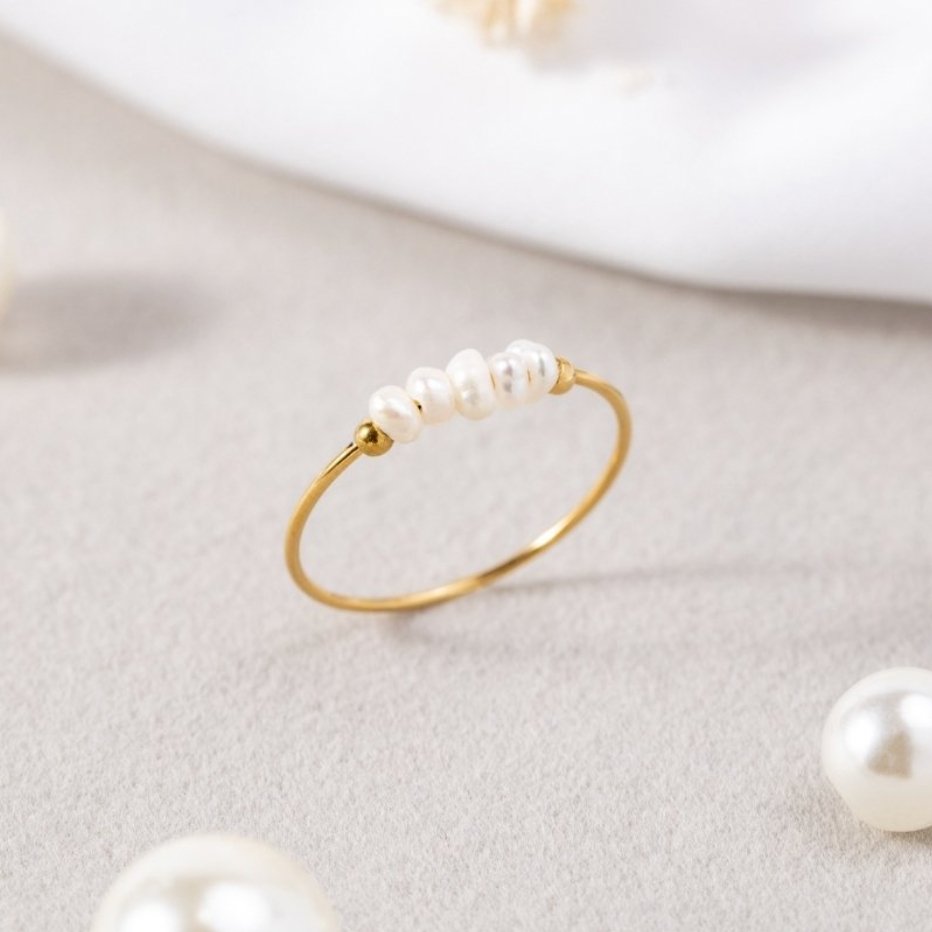 Anillo Clásico de Perla de Agua Dulce
