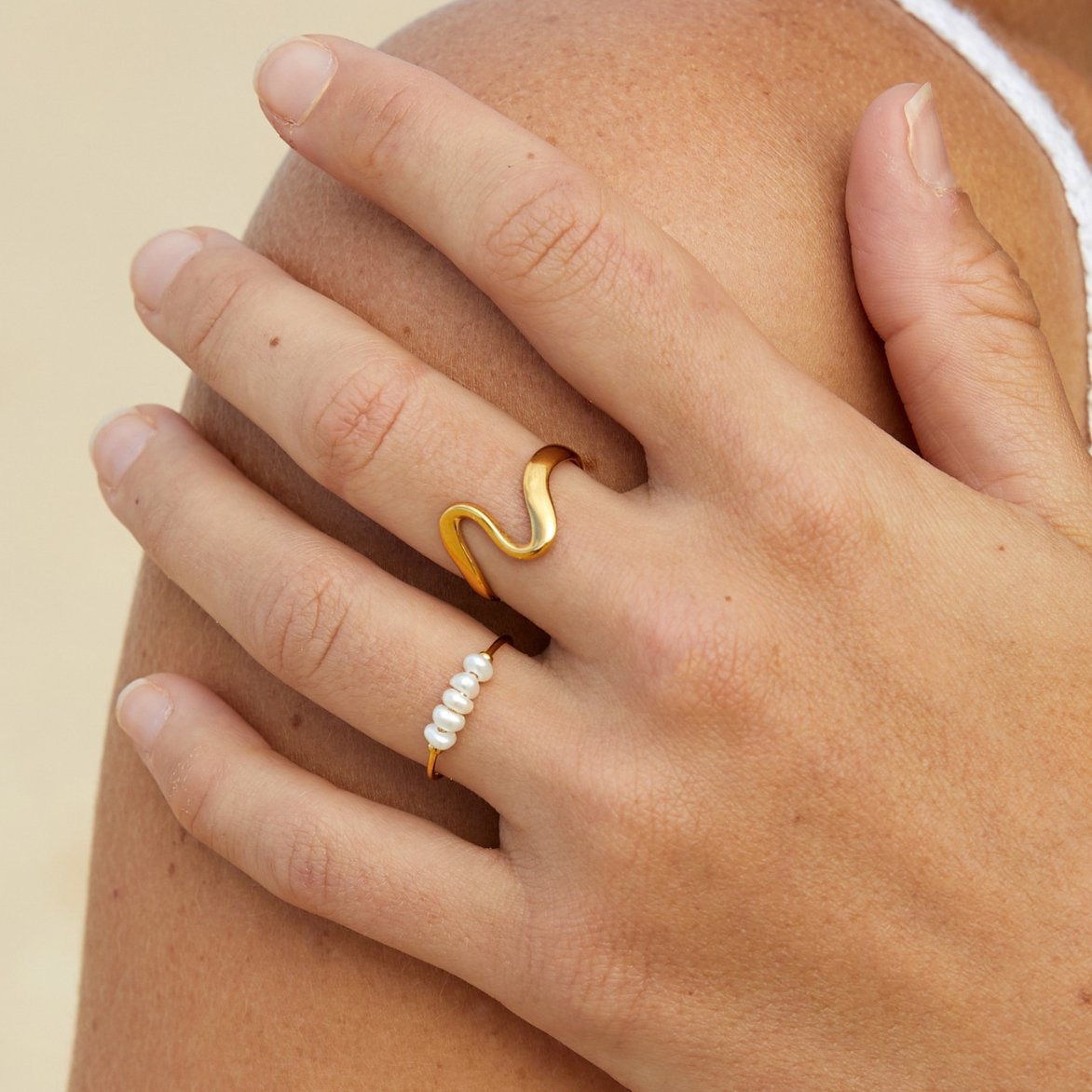 Anillo Clásico de Perla de Agua Dulce