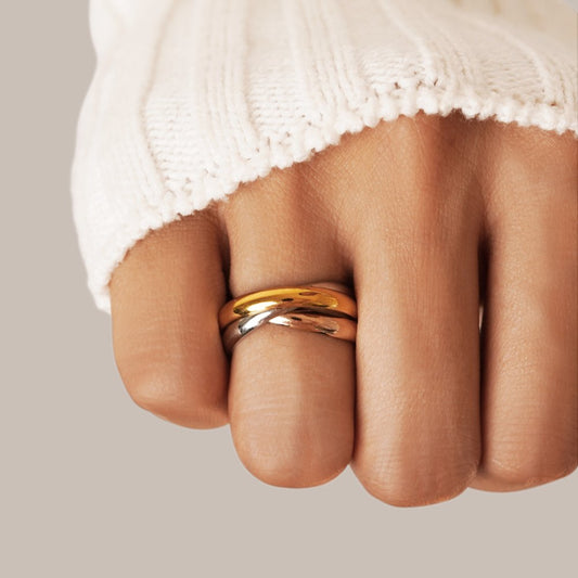 Anillo Elena de Tres Tonos con Aro