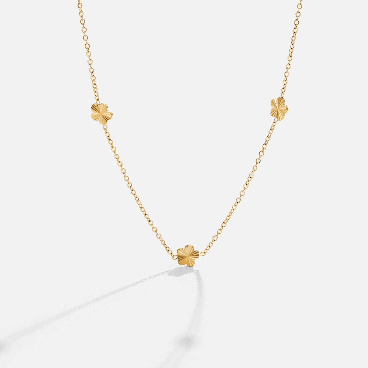 Collar Flower Power de Cadena de Oro 18K