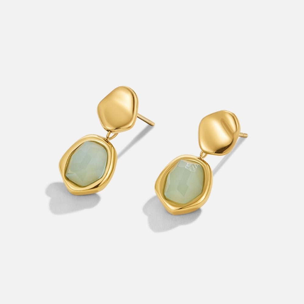 Aros Dorados con Colgante de Aguamarina