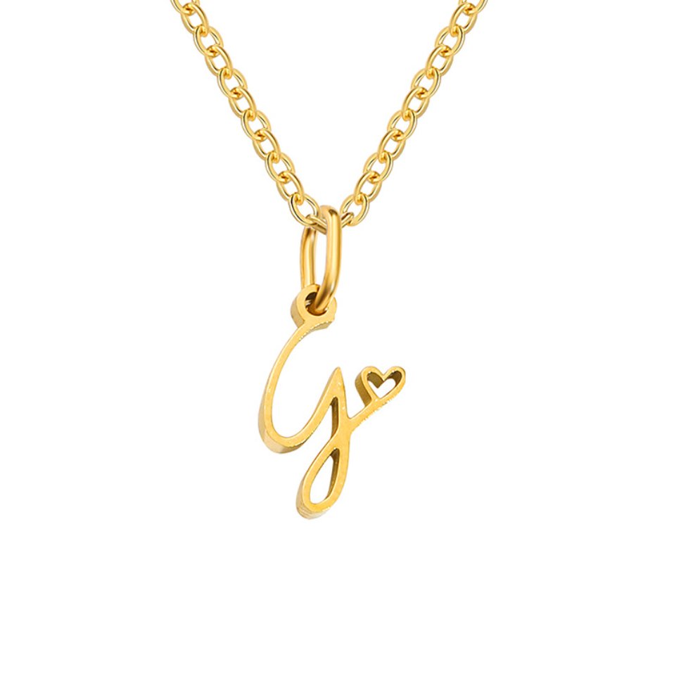 Collar de Corazón con Letra en Oro