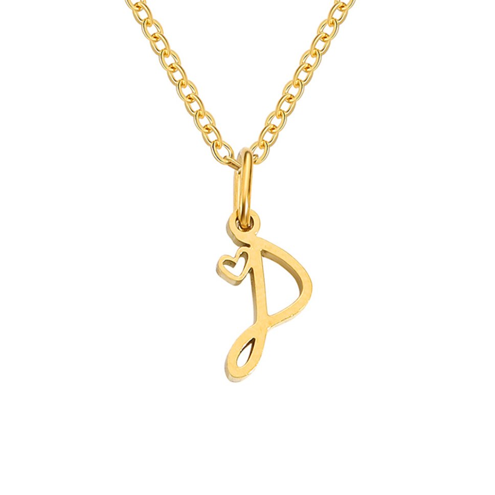 Collar de Corazón con Letra en Oro