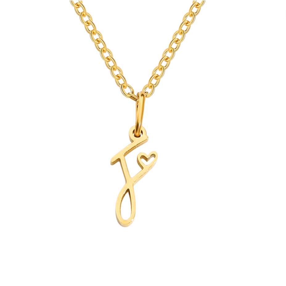 Collar de Corazón con Letra en Oro