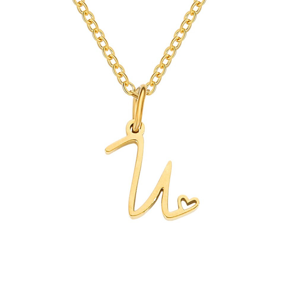 Collar de Corazón con Letra en Oro