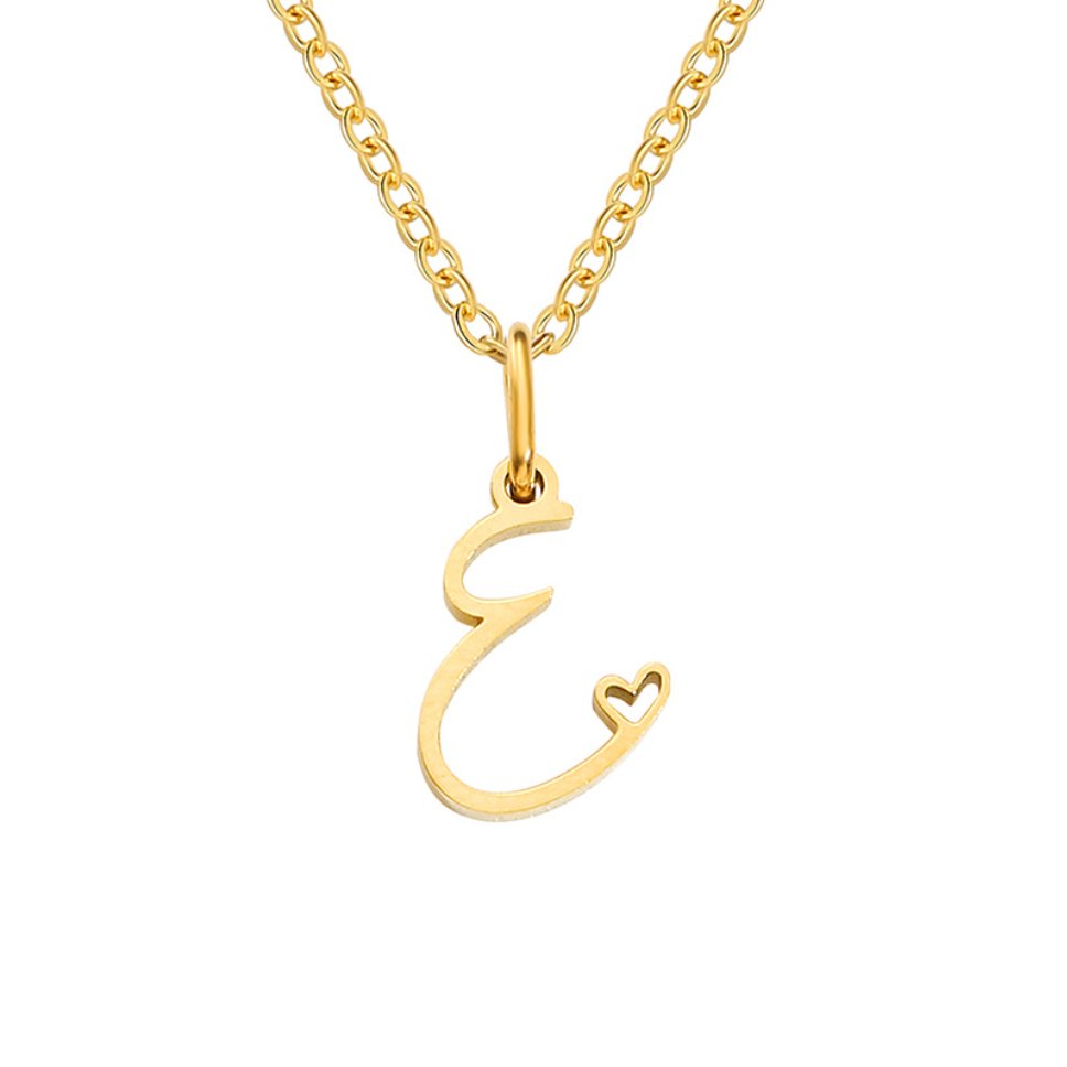 Collar de Corazón con Letra en Oro