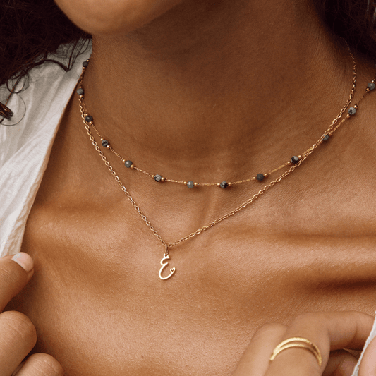 Collar de Corazón con Letra en Oro