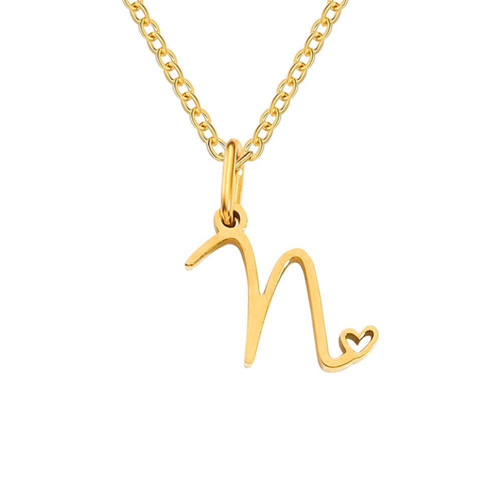 Collar de Corazón con Letra en Oro