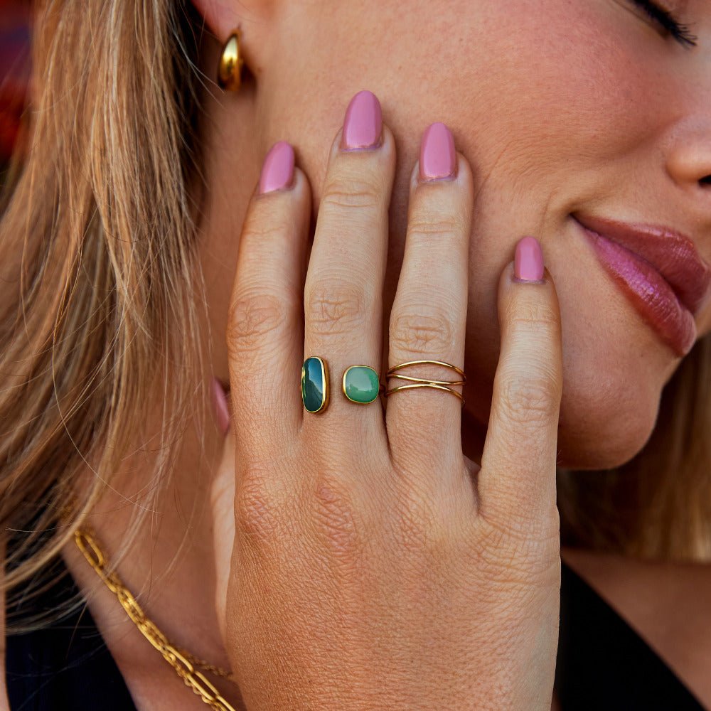 Anillo Verde Willow Envuelto