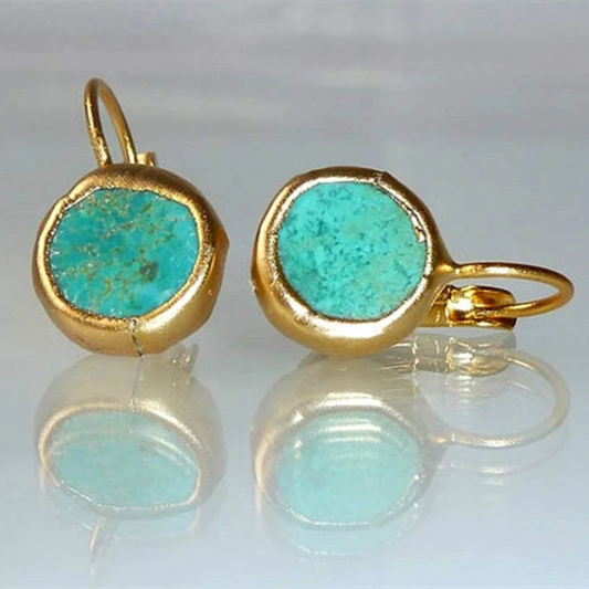 Pendientes en Oro con Piedra Turquesa