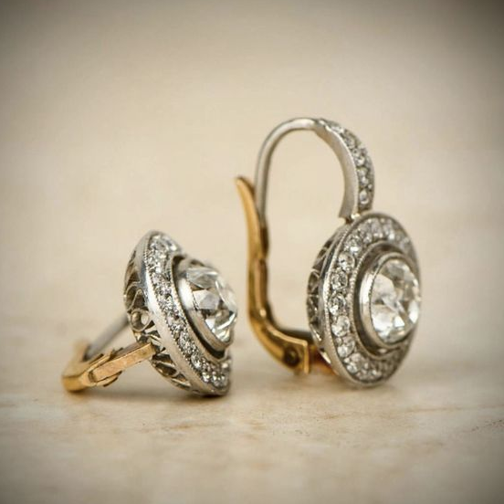 Aretes Vintage de Plata con Circonia