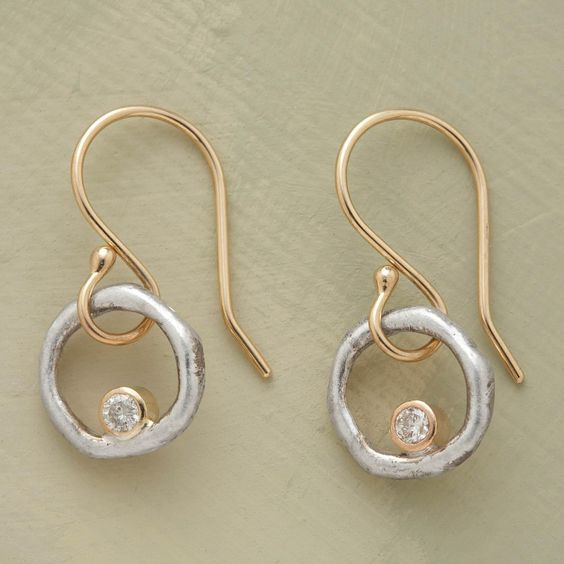 Pendientes Vintage de Oro y Plata con Circonita