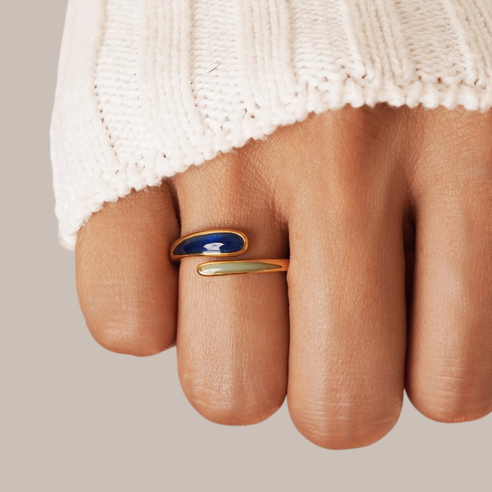 Anillo Safira Azul Envuelto