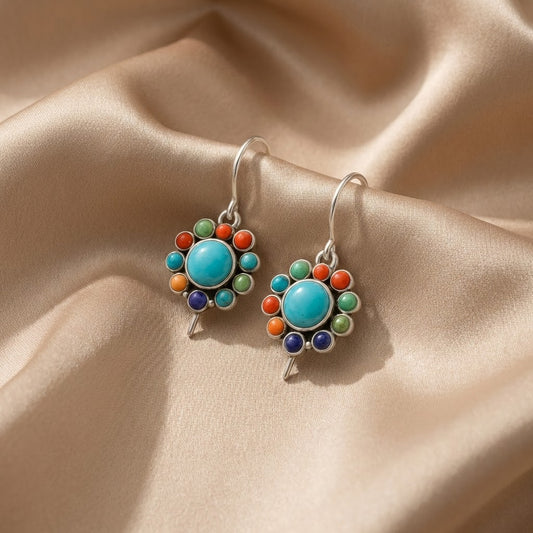 Aretes Redondos Multicolor de Turquesa