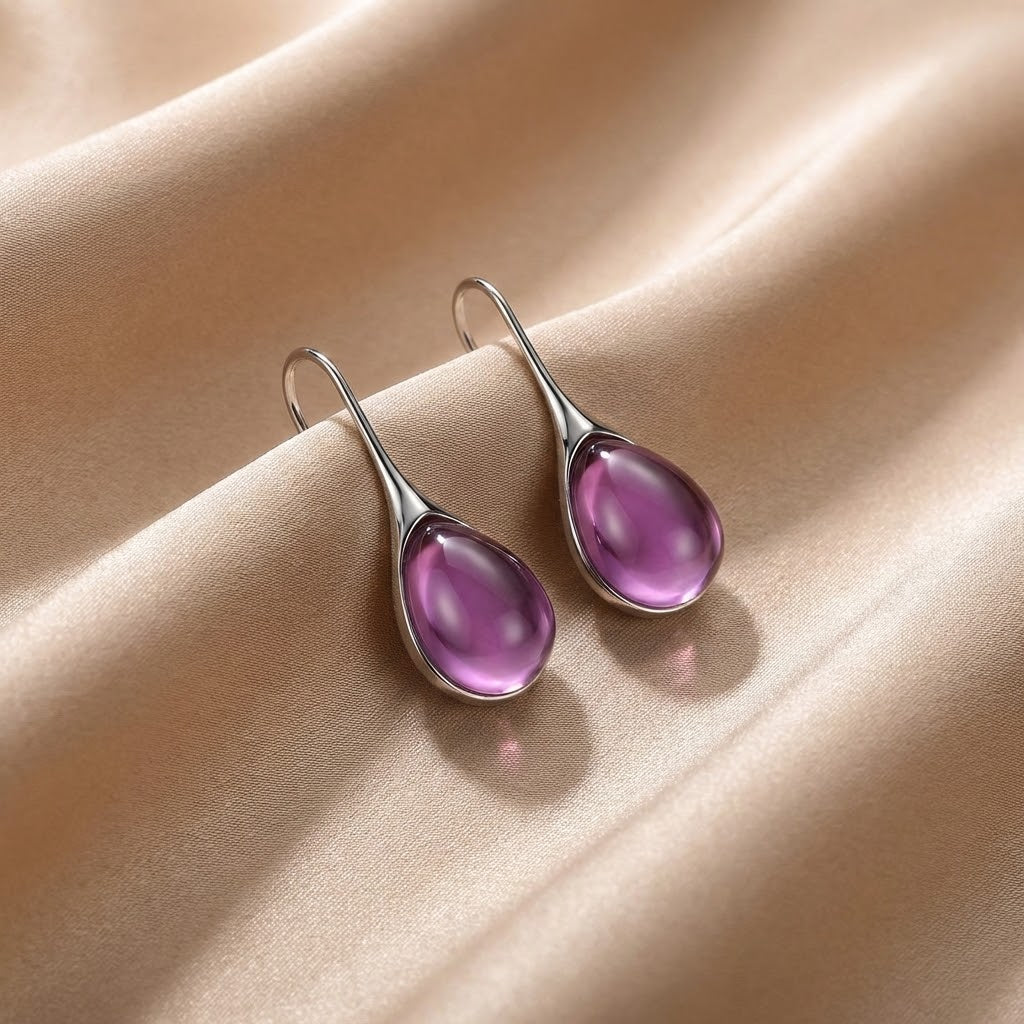 Aretes Colgantes de Cristal en Oro y Plata