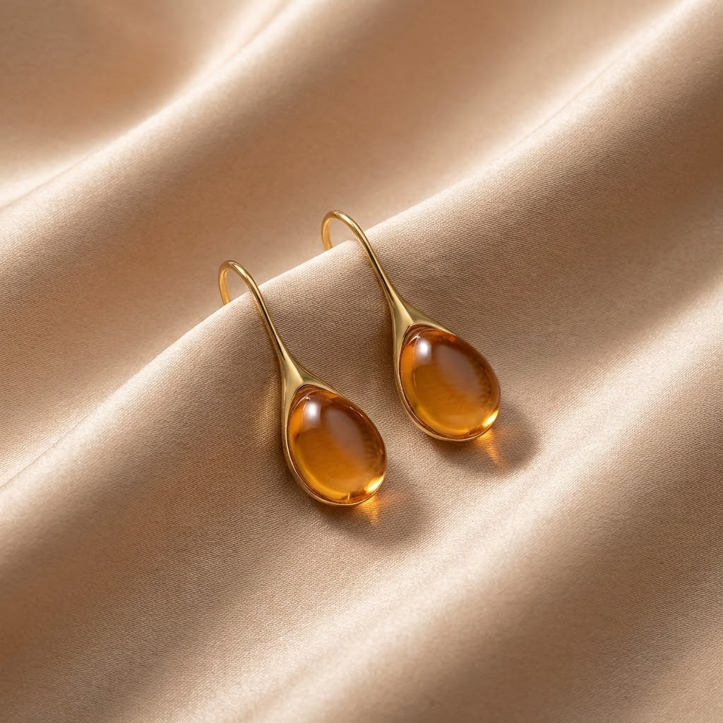 Aretes Colgantes de Cristal en Oro y Plata