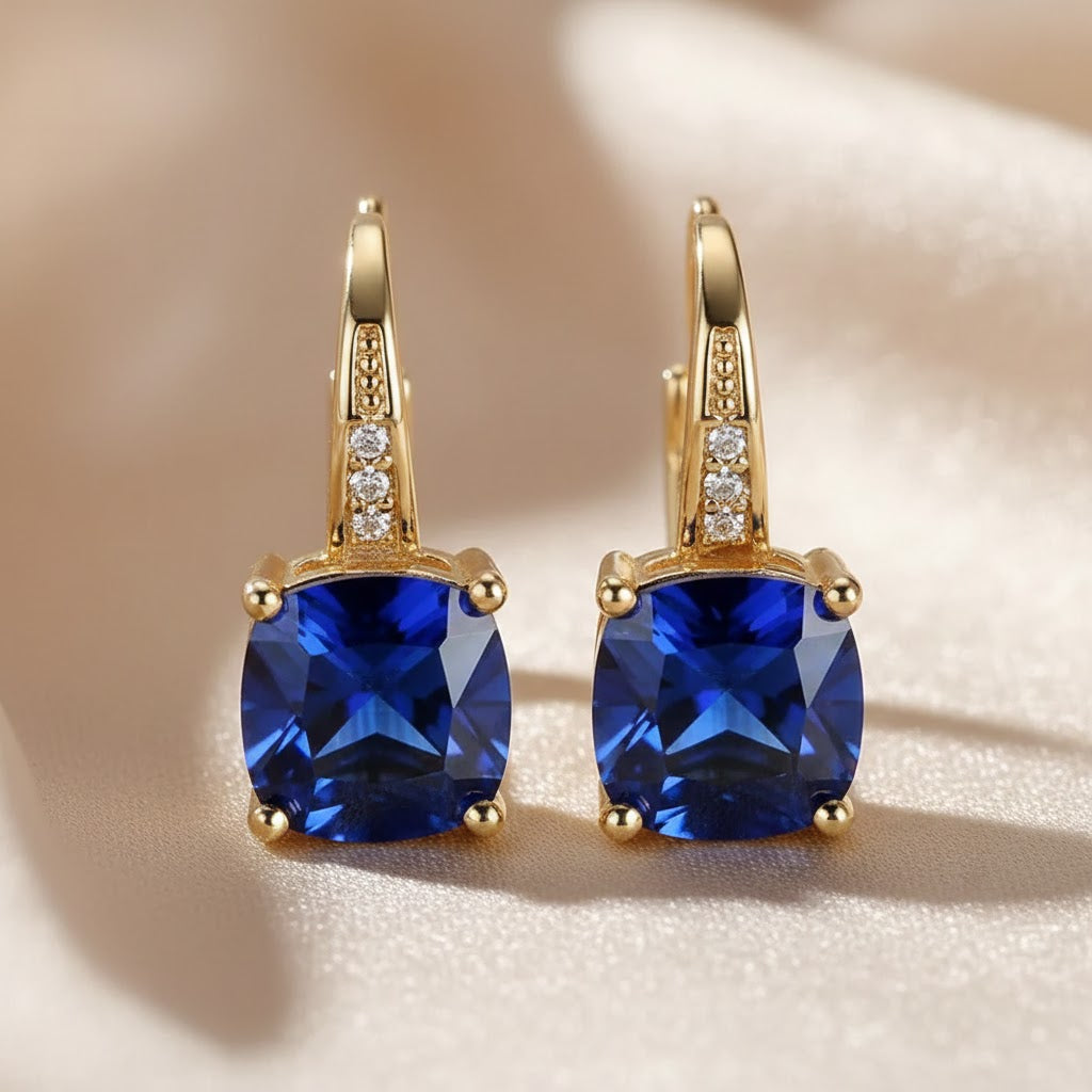 Pendientes Aro con Piedra de Zafiro Mística | Oro