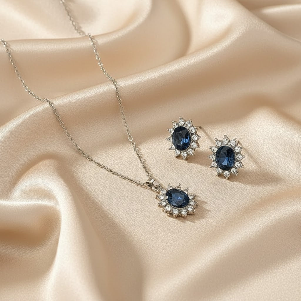 Set de Joyería de Zafiro Karina | Oro Blanco