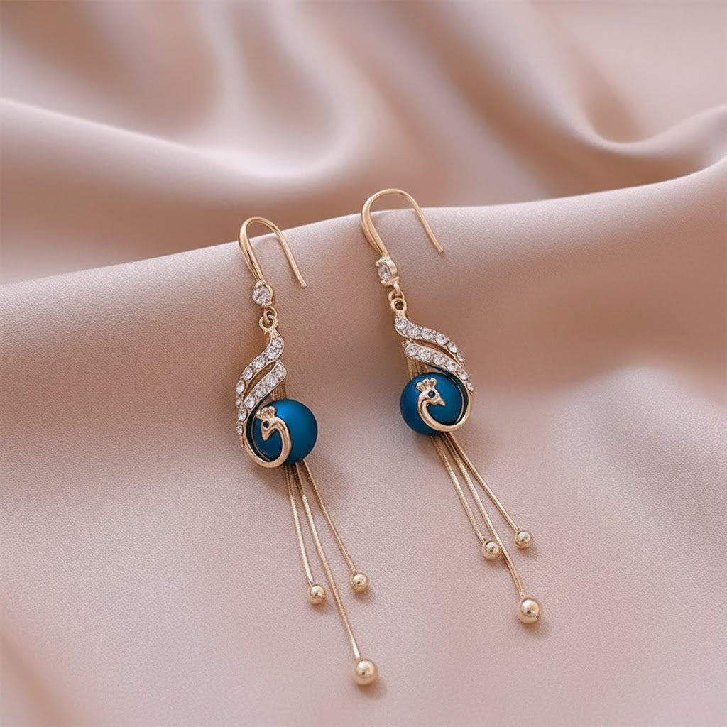 Pendientes Festivos con Perlas Azules